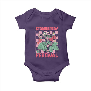 Strawberry Festival Baby Onesie Fruit Lover Botanical Retro Groovy TS02 Purple Print Your Wear
