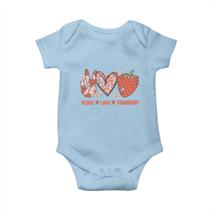 Strawberry Festival Baby Onesie Peace Love Strawberry Cute Fruit Lover TS02 Light Blue Print Your Wear