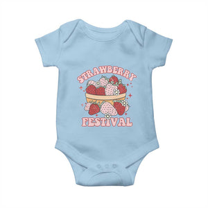 Strawberry Festival Baby Onesie Retro Strawberries Fruit Lover TS02 Light Blue Print Your Wear