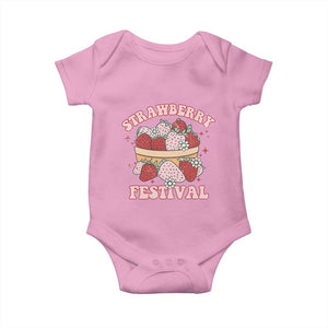 Strawberry Festival Baby Onesie Retro Strawberries Fruit Lover TS02 Light Pink Print Your Wear