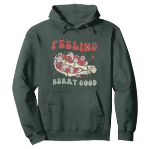 Strawberry Festival Hoodie Feeling Berry Good Fruit Lover Skeleton Hand TS02 Dark Forest Green Print Your Wear