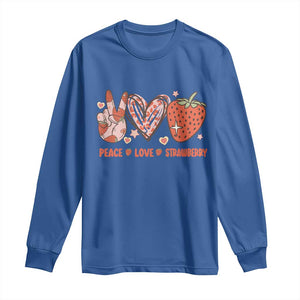 Strawberry Festival Long Sleeve Shirt Peace Love Strawberry Cute Fruit Lover TS02 Royal Blue Print Your Wear