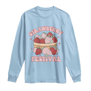 Strawberry Festival Long Sleeve Shirt Retro Strawberries Fruit Lover TS02 Light Blue Print Your Wear