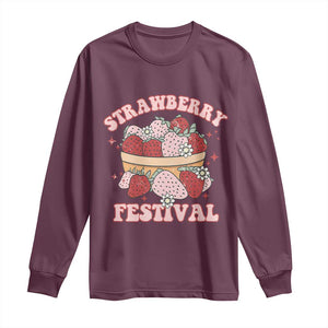 Strawberry Festival Long Sleeve Shirt Retro Strawberries Fruit Lover TS02 Maroon Print Your Wear