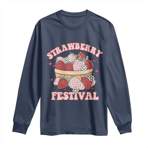 Strawberry Festival Long Sleeve Shirt Retro Strawberries Fruit Lover TS02 Navy Print Your Wear