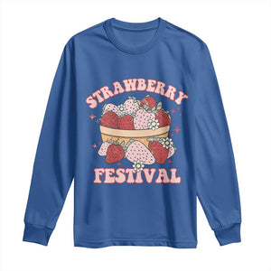 Strawberry Festival Long Sleeve Shirt Retro Strawberries Fruit Lover TS02 Royal Blue Print Your Wear