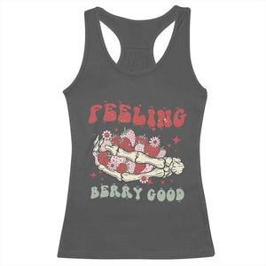 Strawberry Festival Racerback Tank Top Feeling Berry Good Fruit Lover Skeleton Hand TS02 Dark Heather Print Your Wear