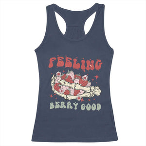 Strawberry Festival Racerback Tank Top Feeling Berry Good Fruit Lover Skeleton Hand TS02 Navy Print Your Wear