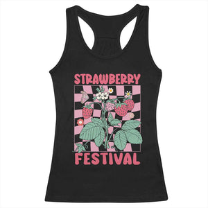 Strawberry Festival Racerback Tank Top Fruit Lover Botanical Retro Groovy TS02 Black Print Your Wear