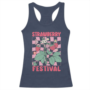Strawberry Festival Racerback Tank Top Fruit Lover Botanical Retro Groovy TS02 Navy Print Your Wear