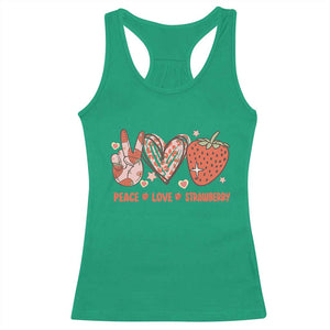 Strawberry Festival Racerback Tank Top Peace Love Strawberry Cute Fruit Lover TS02 Irish Green Print Your Wear