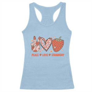 Strawberry Festival Racerback Tank Top Peace Love Strawberry Cute Fruit Lover TS02 Light Blue Print Your Wear