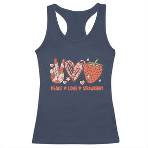 Strawberry Festival Racerback Tank Top Peace Love Strawberry Cute Fruit Lover TS02 Navy Print Your Wear