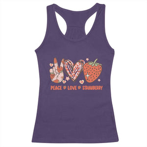 Strawberry Festival Racerback Tank Top Peace Love Strawberry Cute Fruit Lover TS02 Purple Print Your Wear