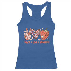 Strawberry Festival Racerback Tank Top Peace Love Strawberry Cute Fruit Lover TS02 Royal Blue Print Your Wear