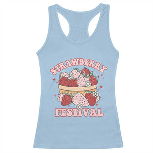 Strawberry Festival Racerback Tank Top Retro Strawberries Fruit Lover TS02 Light Blue Print Your Wear