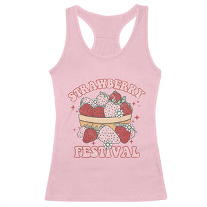 Strawberry Festival Racerback Tank Top Retro Strawberries Fruit Lover TS02 Light Pink Print Your Wear