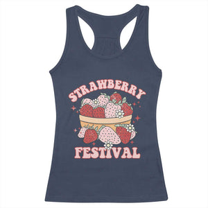 Strawberry Festival Racerback Tank Top Retro Strawberries Fruit Lover TS02 Navy Print Your Wear