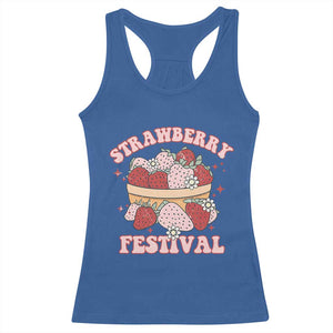 Strawberry Festival Racerback Tank Top Retro Strawberries Fruit Lover TS02 Royal Blue Print Your Wear