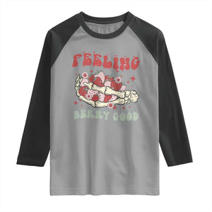 Strawberry Festival Raglan Shirt Feeling Berry Good Fruit Lover Skeleton Hand TS02 Sport Gray Black Print Your Wear
