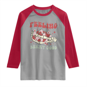 Strawberry Festival Raglan Shirt Feeling Berry Good Fruit Lover Skeleton Hand TS02 Sport Gray Red Print Your Wear