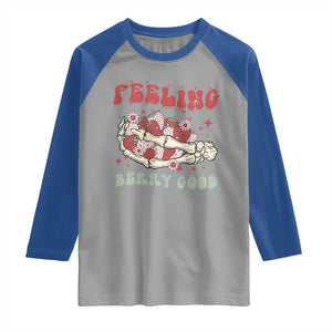 Strawberry Festival Raglan Shirt Feeling Berry Good Fruit Lover Skeleton Hand TS02 Sport Gray Royal Print Your Wear
