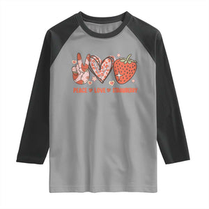 Strawberry Festival Raglan Shirt Peace Love Strawberry Cute Fruit Lover TS02 Sport Gray Black Print Your Wear