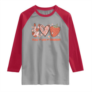 Strawberry Festival Raglan Shirt Peace Love Strawberry Cute Fruit Lover TS02 Sport Gray Red Print Your Wear