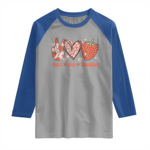 Strawberry Festival Raglan Shirt Peace Love Strawberry Cute Fruit Lover TS02 Sport Gray Royal Print Your Wear