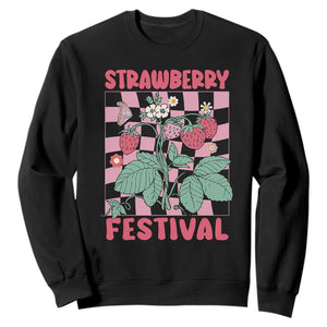 Strawberry Festival Sweatshirt Fruit Lover Botanical Retro Groovy TS02 Black Print Your Wear