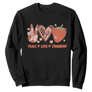 Strawberry Festival Sweatshirt Peace Love Strawberry Cute Fruit Lover TS02 Black Print Your Wear