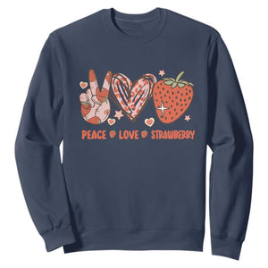 Strawberry Festival Sweatshirt Peace Love Strawberry Cute Fruit Lover TS02 Navy Print Your Wear