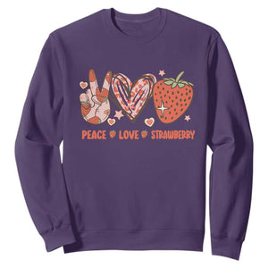 Strawberry Festival Sweatshirt Peace Love Strawberry Cute Fruit Lover TS02 Purple Print Your Wear