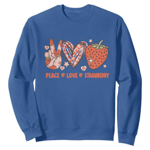 Strawberry Festival Sweatshirt Peace Love Strawberry Cute Fruit Lover TS02 Royal Blue Print Your Wear
