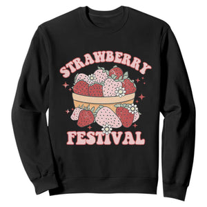 Strawberry Festival Sweatshirt Retro Strawberries Fruit Lover TS02 Black Print Your Wear