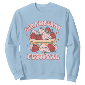 Strawberry Festival Sweatshirt Retro Strawberries Fruit Lover TS02 Light Blue Print Your Wear