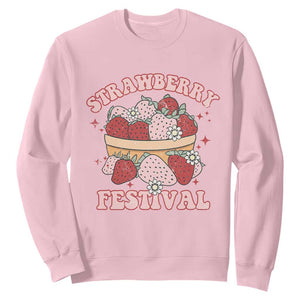 Strawberry Festival Sweatshirt Retro Strawberries Fruit Lover TS02 Light Pink Print Your Wear