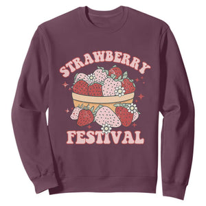 Strawberry Festival Sweatshirt Retro Strawberries Fruit Lover TS02 Maroon Print Your Wear