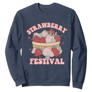 Strawberry Festival Sweatshirt Retro Strawberries Fruit Lover TS02 Navy Print Your Wear