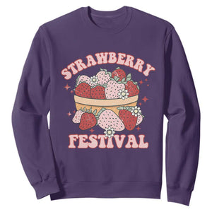 Strawberry Festival Sweatshirt Retro Strawberries Fruit Lover TS02 Purple Print Your Wear