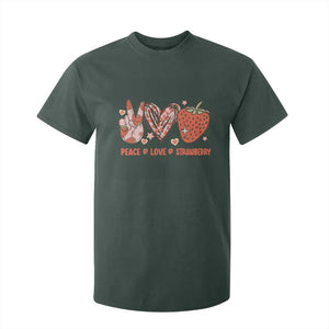 Strawberry Festival T Shirt For Kid Peace Love Strawberry Cute Fruit Lover TS02 Dark Forest Green Print Your Wear