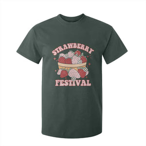 Strawberry Festival T Shirt For Kid Retro Strawberries Fruit Lover TS02 Dark Forest Green Print Your Wear