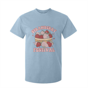Strawberry Festival T Shirt For Kid Retro Strawberries Fruit Lover TS02 Light Blue Print Your Wear