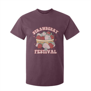 Strawberry Festival T Shirt For Kid Retro Strawberries Fruit Lover TS02 Maroon Print Your Wear