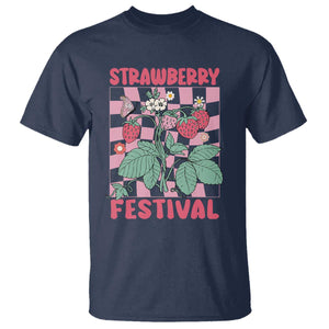 Strawberry Festival T Shirt Fruit Lover Botanical Retro Groovy TS02 Navy Print Your Wear
