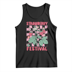 Strawberry Festival Tank Top Fruit Lover Botanical Retro Groovy TS02 Black Print Your Wear