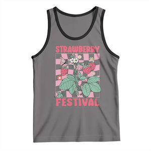 Strawberry Festival Tank Top Fruit Lover Botanical Retro Groovy TS02 Deep Heather Black Print Your Wear