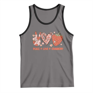 Strawberry Festival Tank Top Peace Love Strawberry Cute Fruit Lover TS02 Deep Heather Black Print Your Wear