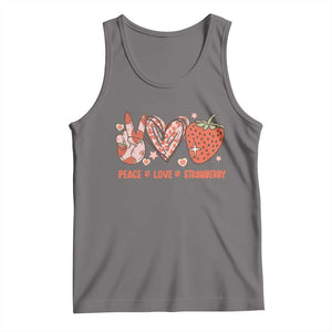 Strawberry Festival Tank Top Peace Love Strawberry Cute Fruit Lover TS02 Deep Heather Print Your Wear