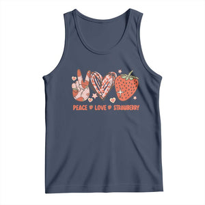 Strawberry Festival Tank Top Peace Love Strawberry Cute Fruit Lover TS02 Navy Print Your Wear